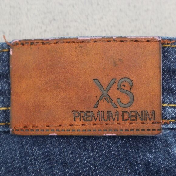 XS Premium Denim Pants Mens 36 Blue Mid Rise Straight Leg Distressed Jeans - Picture 16 of 16